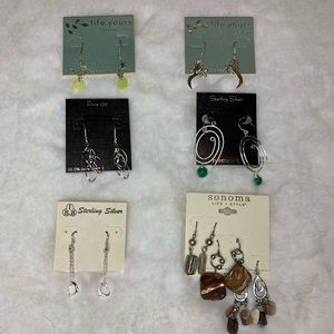 Silver drop earrings, bundle of 6 pairs